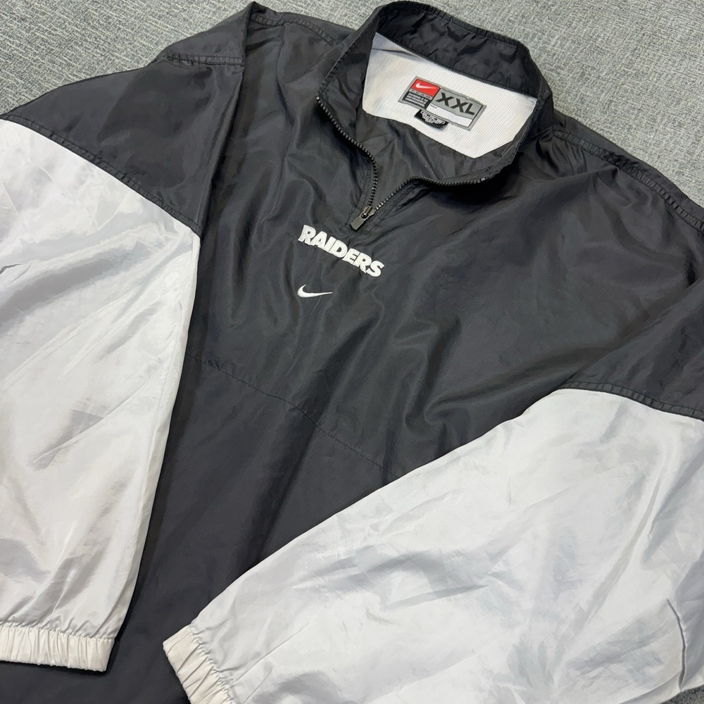 Las Vegas Raiders Jacket Mens 2XL 1/4 Zip Time Team Windbreaker Pullover NFL Y2K